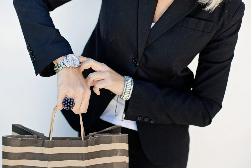 Woman checking watch