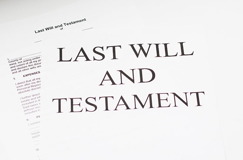 Last will and testament document